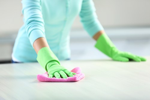 Cleaning team preparing a Soho apartment for final inspection